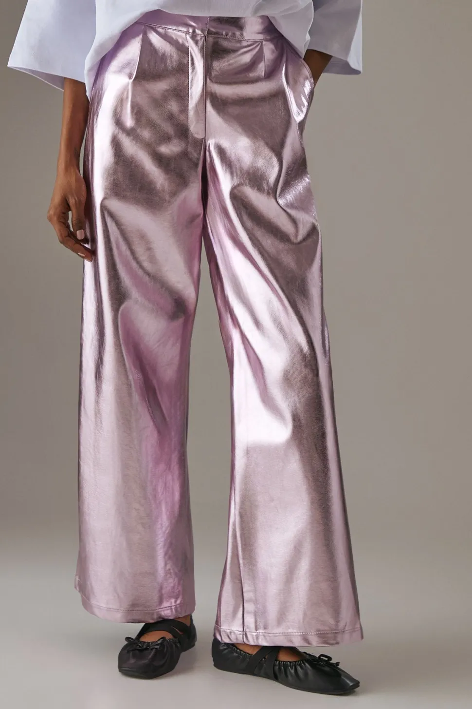 Metallic Wide Leg Trouser