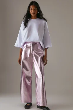 Metallic Wide Leg Trouser