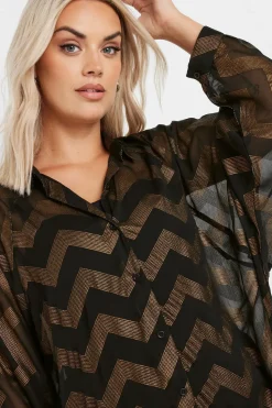 Metallic Zig Zag Dip Hem Shirt