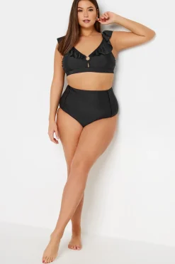 Metal Trim Frill Bikini Top