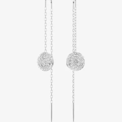 Meteora Rhodium Plated Crystal Disc Chain Dropper Earrings 5683448