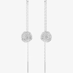 Meteora Rhodium Plated Crystal Disc Chain Dropper Earrings 5683448