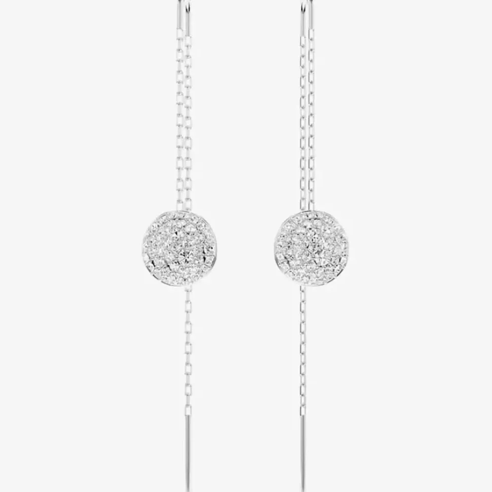 Meteora Rhodium Plated Crystal Disc Chain Dropper Earrings 5683448