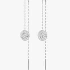 Meteora Rhodium Plated Crystal Disc Chain Dropper Earrings 5683448