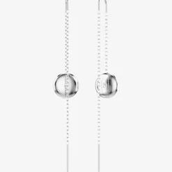 Meteora Rhodium Plated Crystal Disc Chain Dropper Earrings 5683448