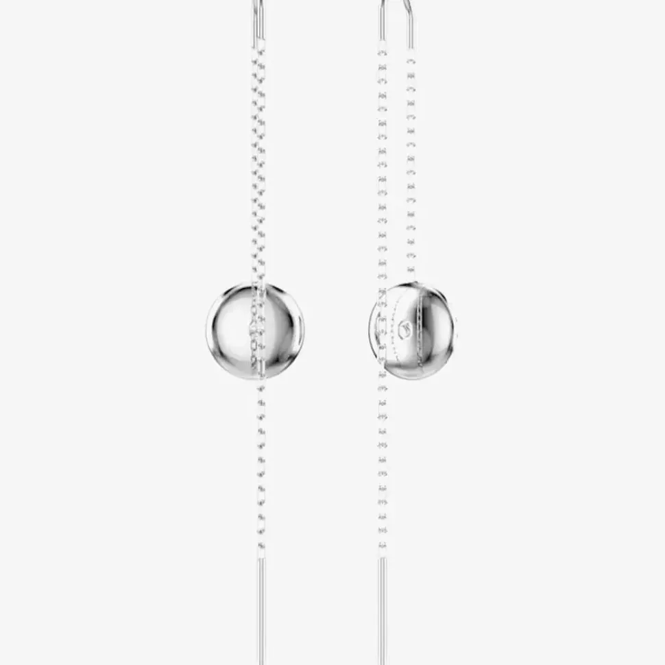 Meteora Rhodium Plated Crystal Disc Chain Dropper Earrings 5683448