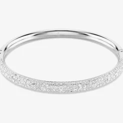 Meteora Rhodium Plated Snow Pave Bangle 5684241