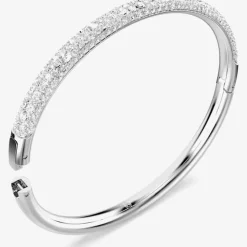 Meteora Rhodium Plated Snow Pave Bangle 5684241