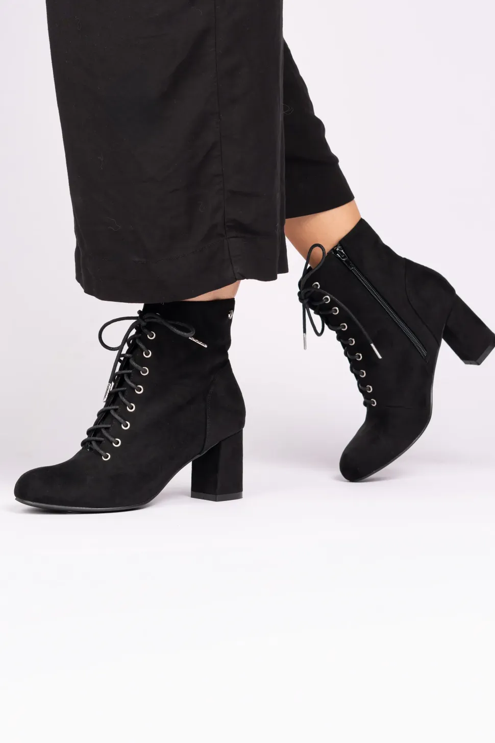 Micro Suede 'Amanda' Mid Block Ankle Boot