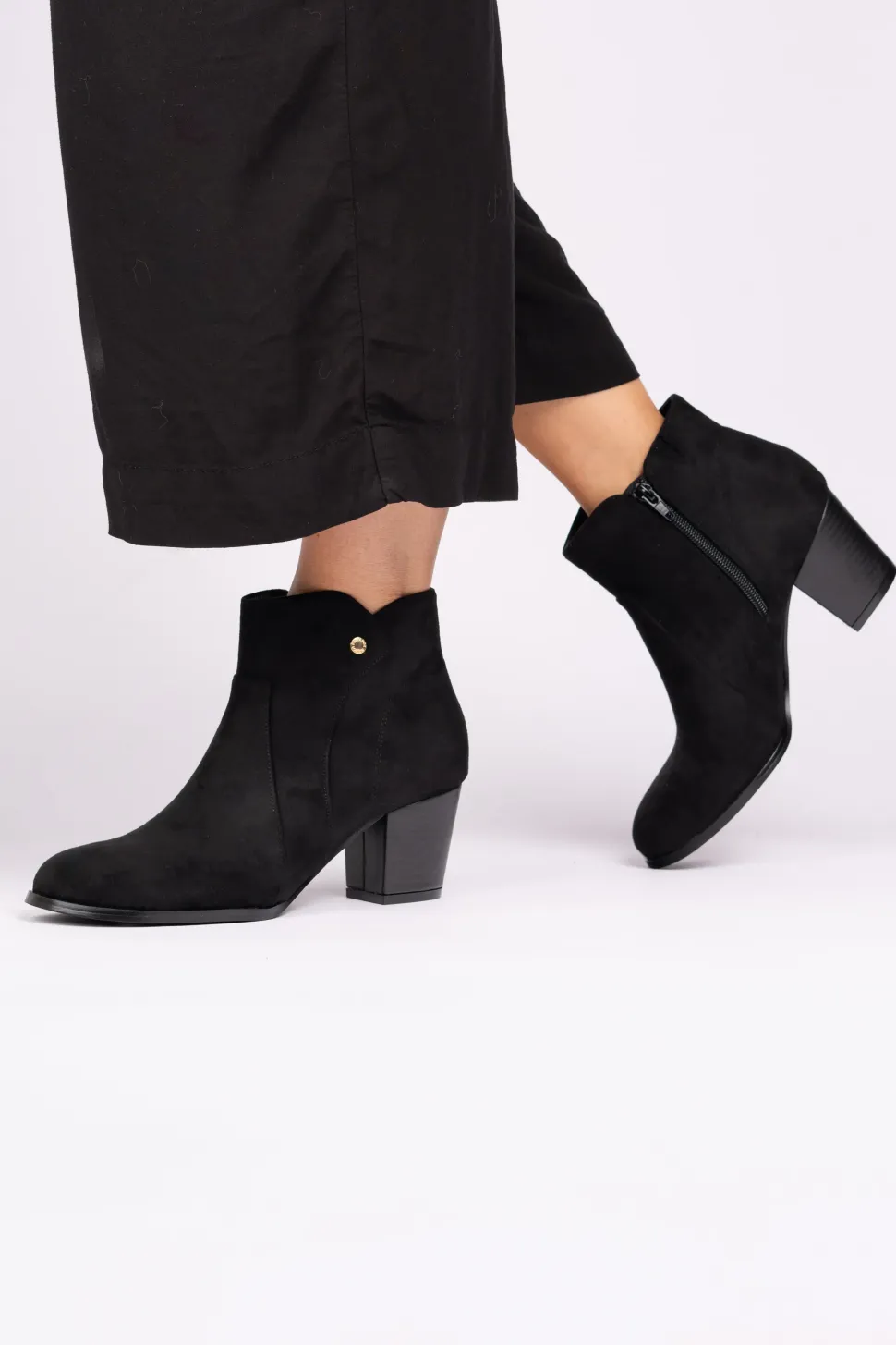 Micro Suede 'Beatrice' Wide Fit Mid Heel Ankle Boot