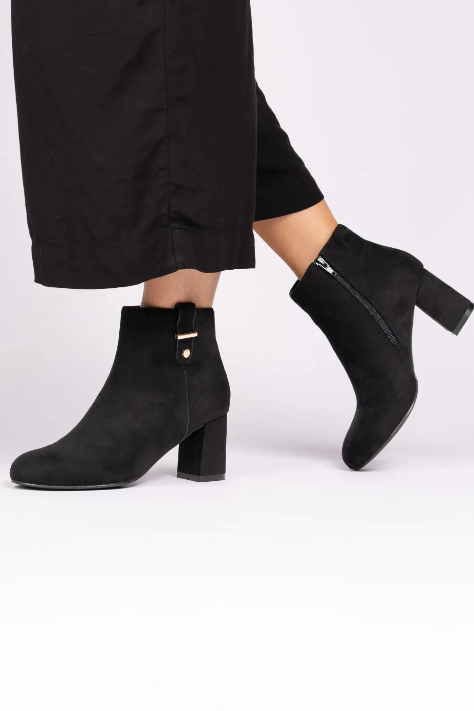 Micro Suede 'Billie' Wide Fit Mid Heel Ankle Boot