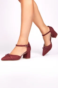 Micro Suede 'Farina' Wide Fit Mid Block Heel Ankle Strap Heel