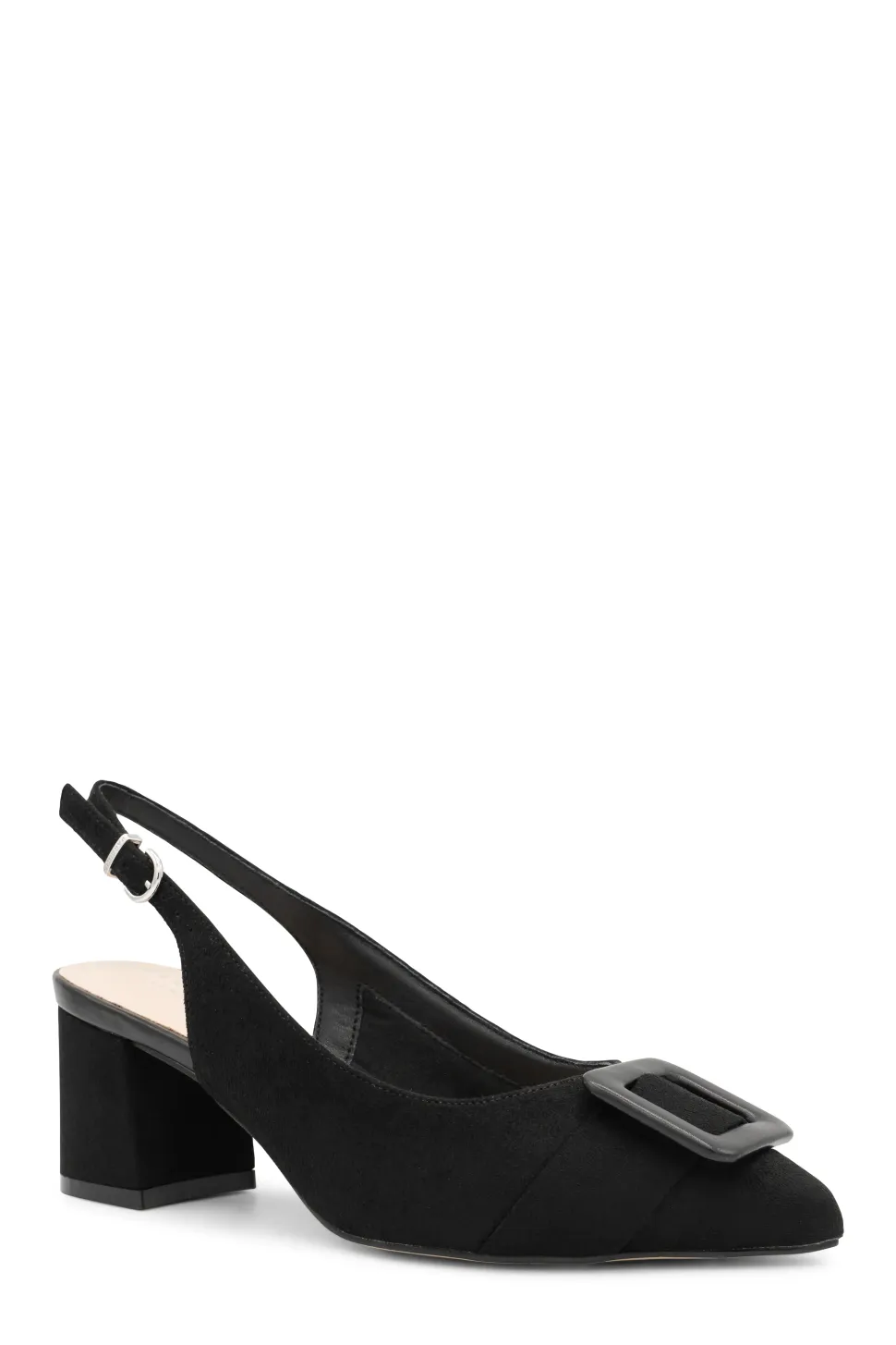 Micro Suede 'Fiona' Wide Fit Mid Block Heel Slingback Heel