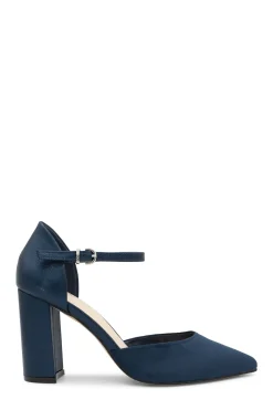 Micro Suede 'Rana' High Block Heel Ankle Strap Court Shoe