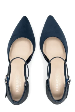 Micro Suede 'Rana' High Block Heel Ankle Strap Court Shoe