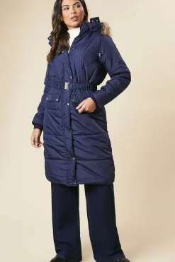 Midi Luxe Padded Belted Coat