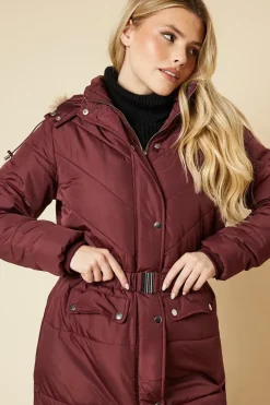 Midi Luxe Quilted Padded Puffer Belted Coat