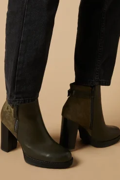 Mika Buckle Detail Side Zip High Block Heel Platform Ankle Boot