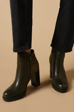 Mika Buckle Detail Side Zip High Block Heel Platform Ankle Boot