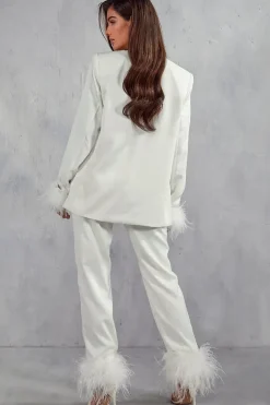 Milan Premium Satin Feather Trim Trousers