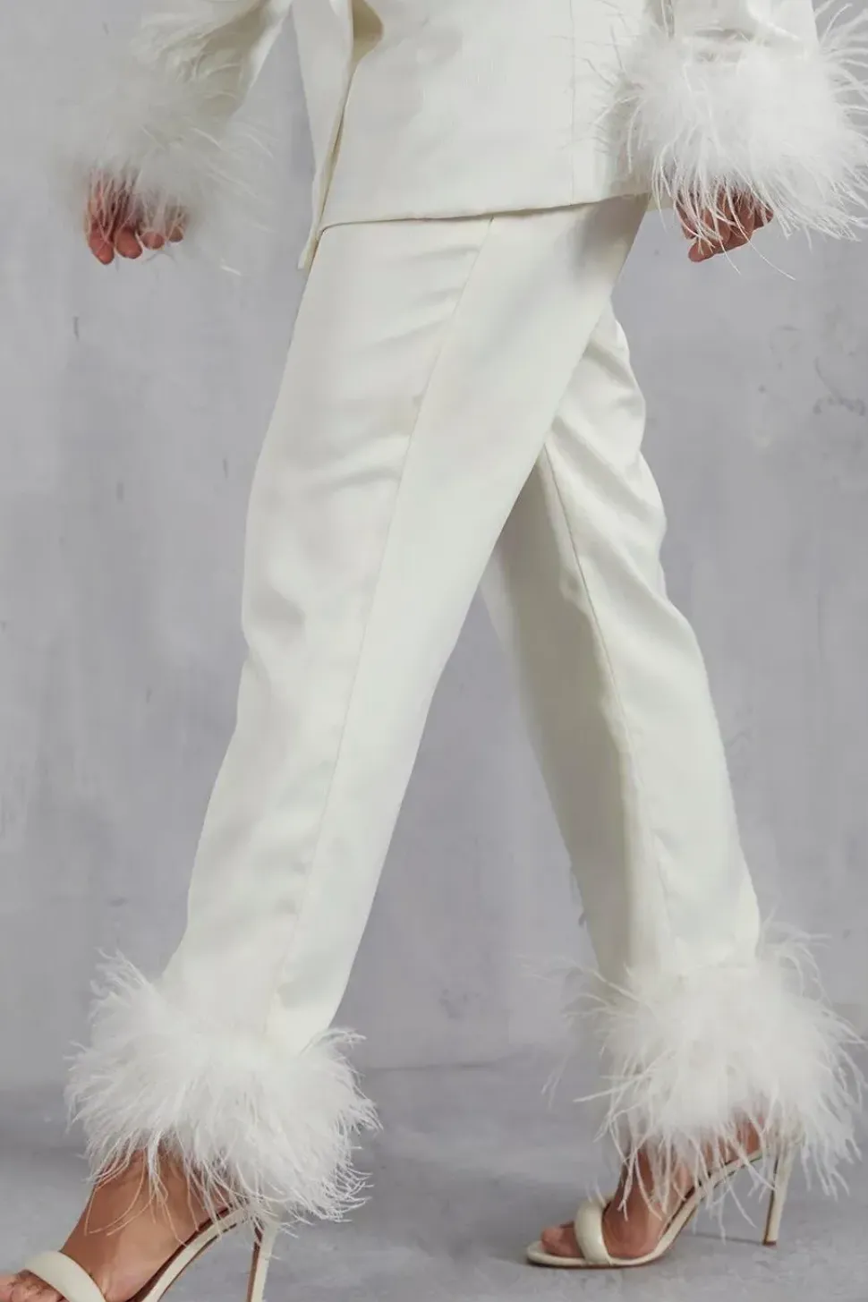 Milan Premium Satin Feather Trim Trousers