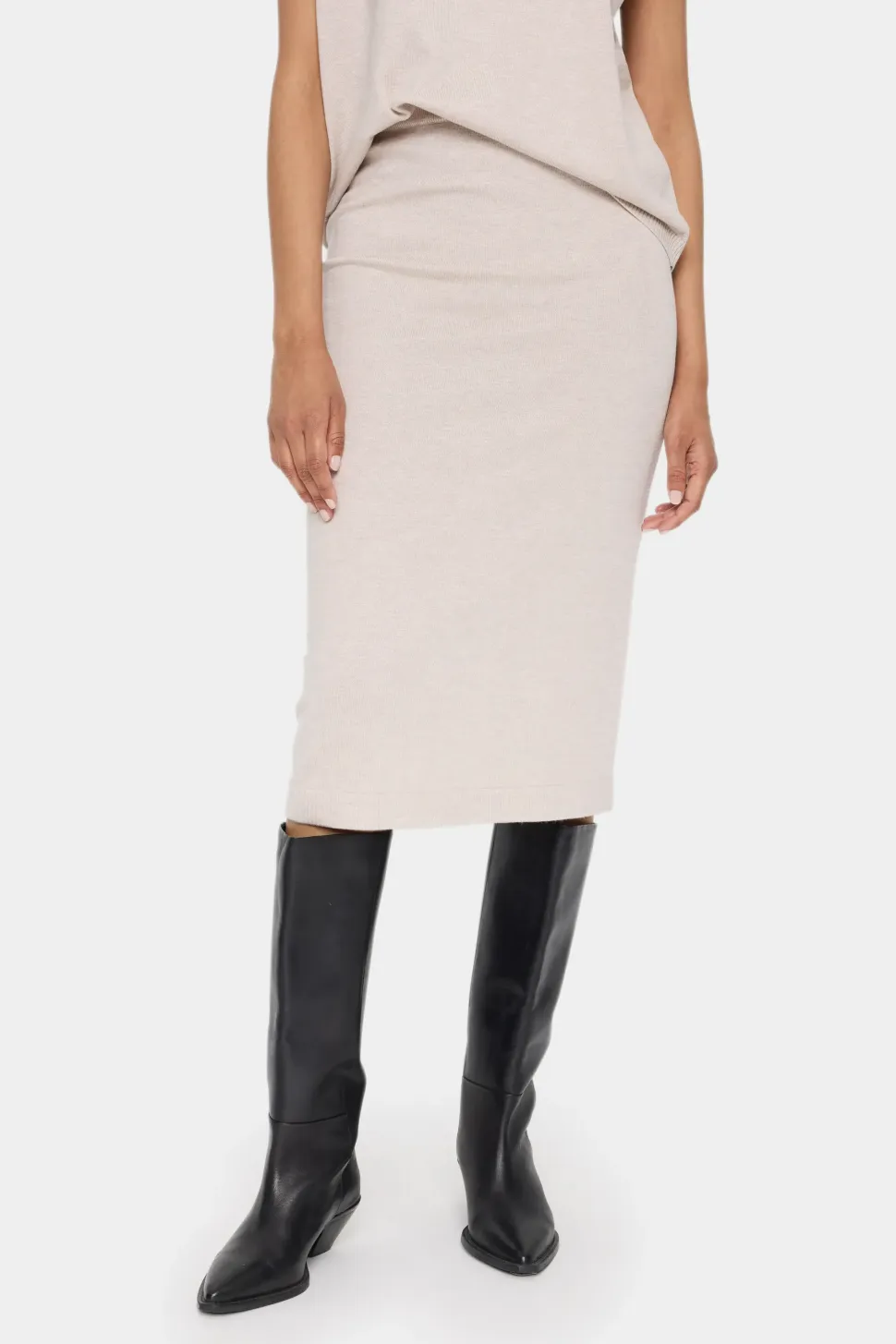 MilaSZ Knitted Midi Length Pencil Skirt-