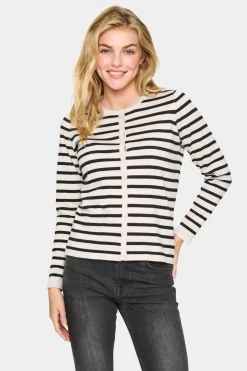 MilaSZ Striped Buttons Slim Fit Cardigan-