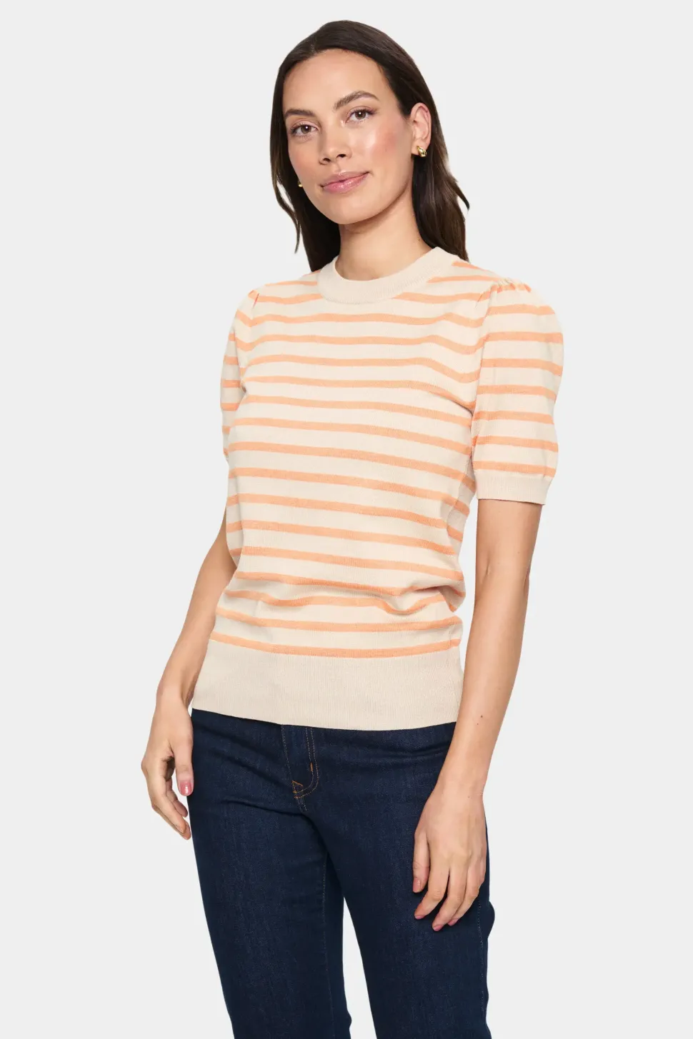 MilaSZ Stripes Short Sleeves Pullover-Striped