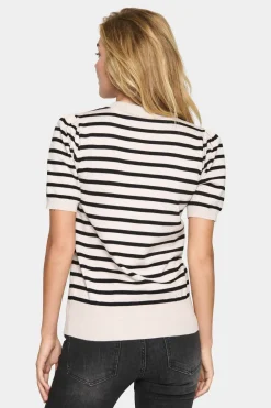 MilaSZ Stripes Short Sleeves Pullover-Striped