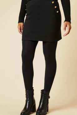 Military Button Ponte Mini Skirt
