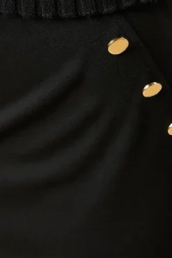 Military Button Ponte Mini Skirt