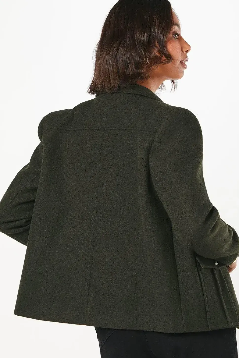 Military Button Wool Short Jacket