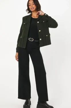 Military Button Wool Short Jacket
