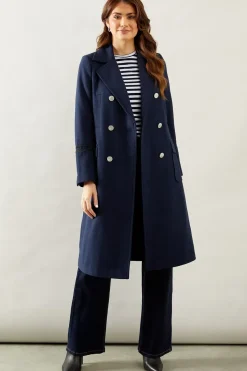 Military Double Breasted Trim Detail Coat