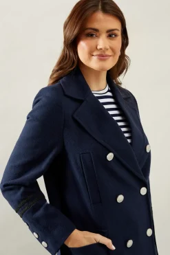 Military Double Breasted Trim Detail Coat