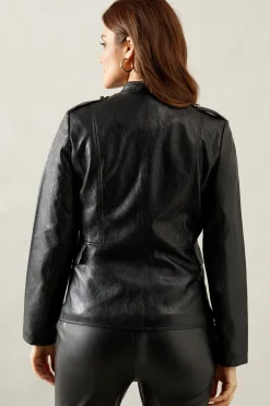 Military Faux Leather Jacket