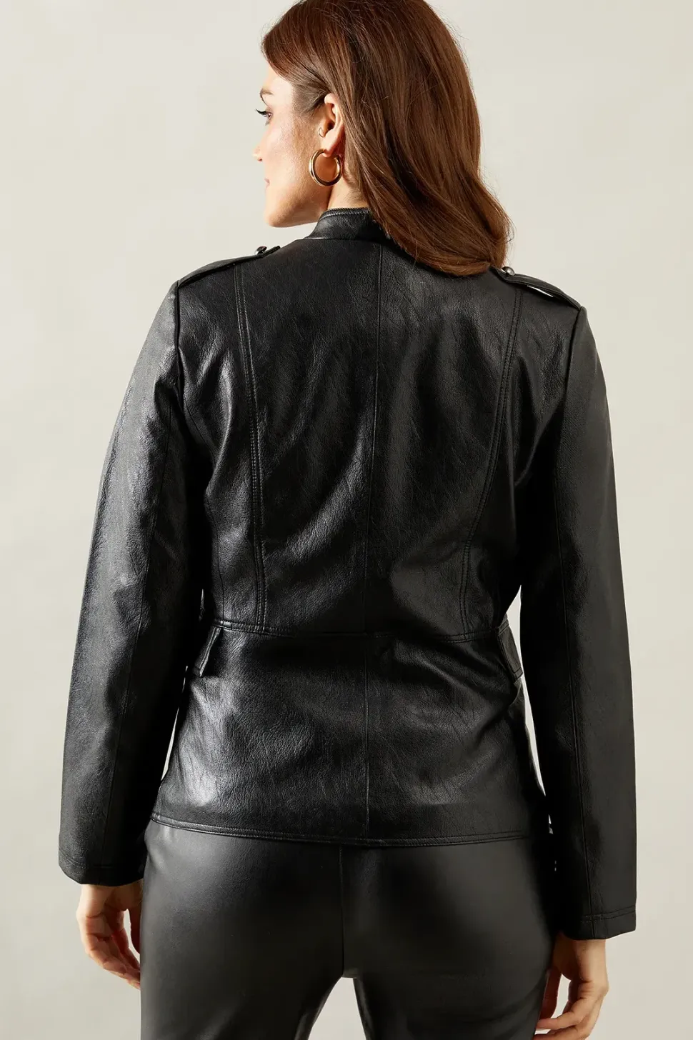 Military Faux Leather Jacket