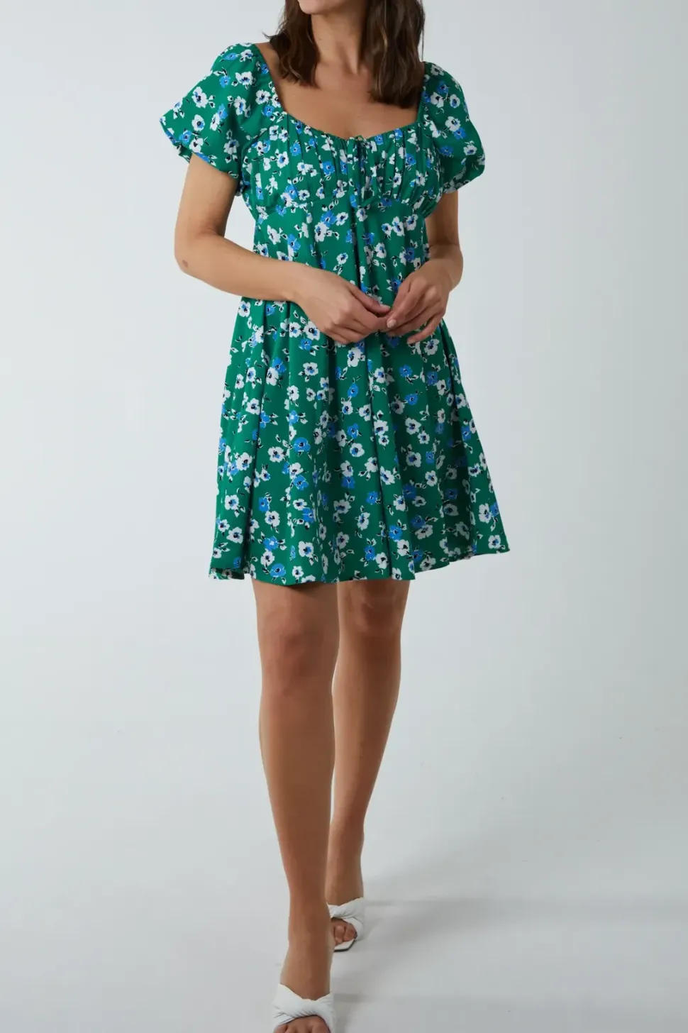 Milkmaid Ruched Bust Short Sleeve Mini Dress