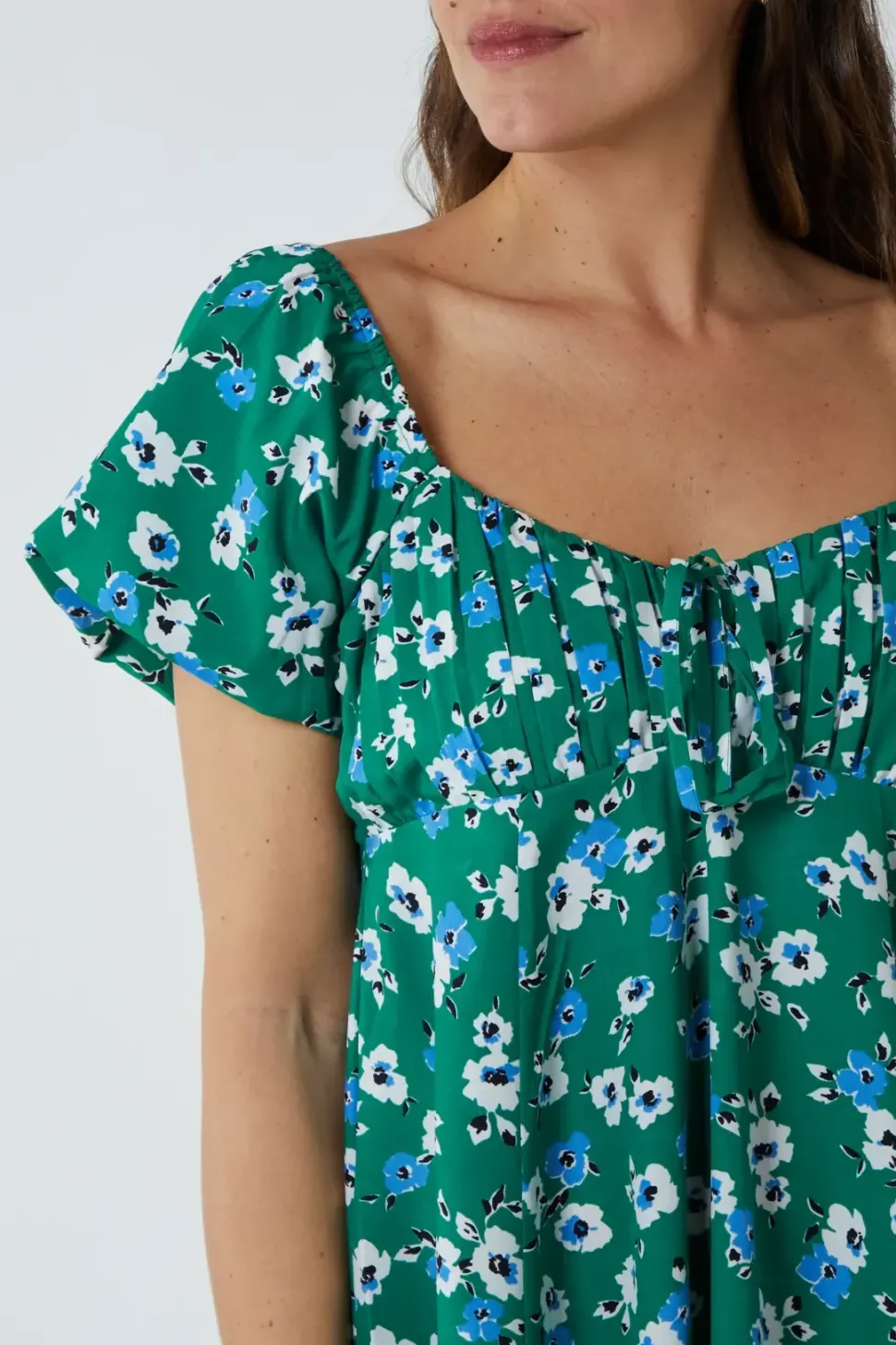 Milkmaid Ruched Bust Short Sleeve Mini Dress