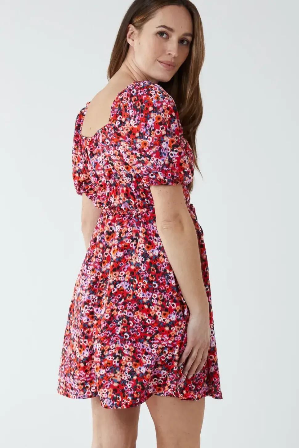 Milkmaid Square Neck Puff Sleeve Mini Dress