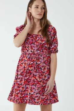 Milkmaid Square Neck Puff Sleeve Mini Dress