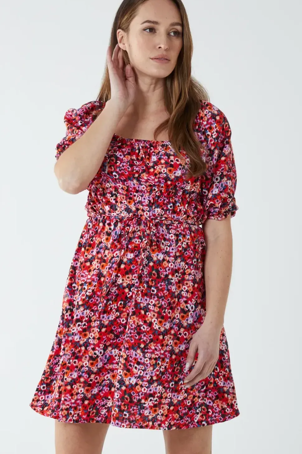 Milkmaid Square Neck Puff Sleeve Mini Dress