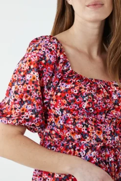 Milkmaid Square Neck Puff Sleeve Mini Dress