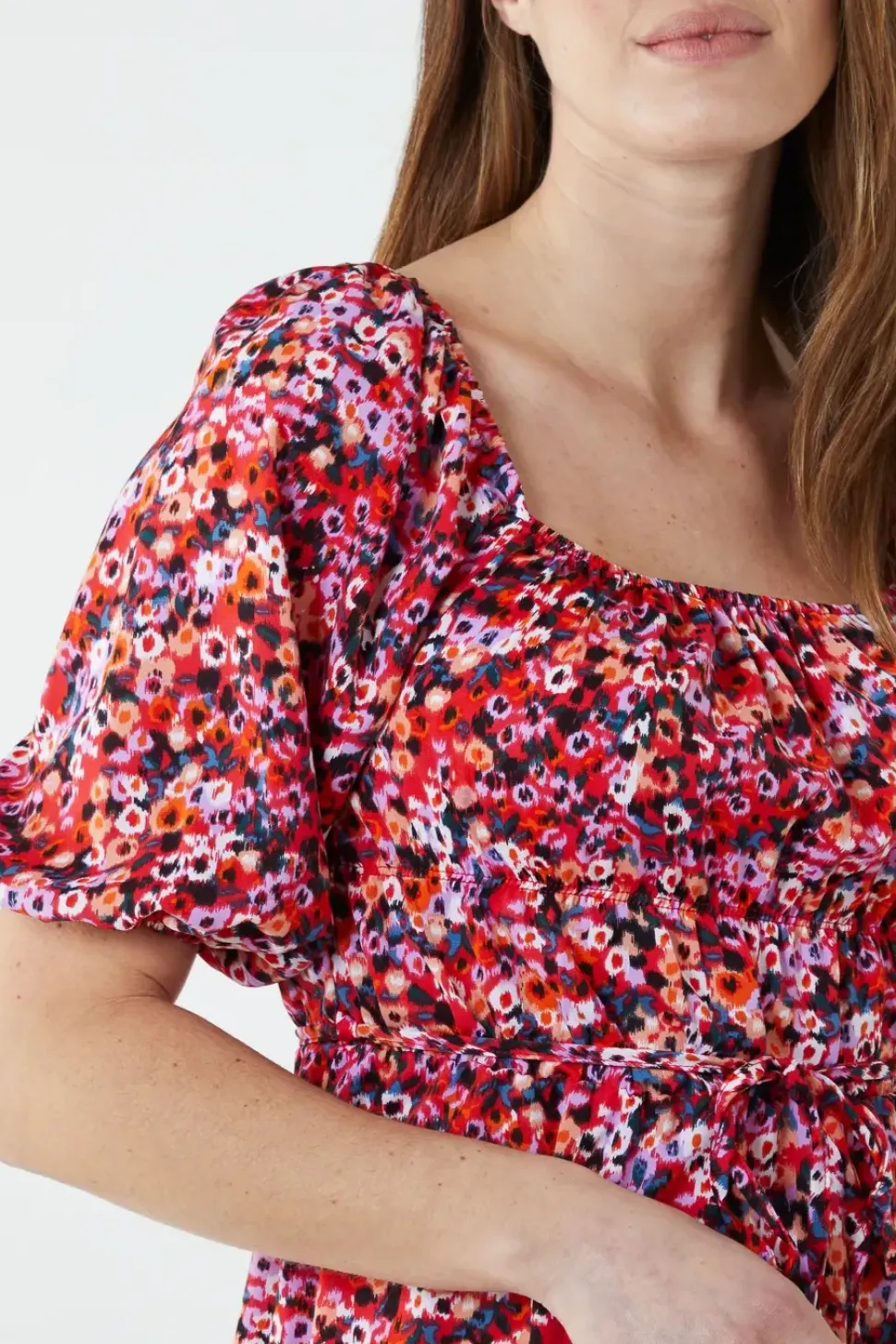 Milkmaid Square Neck Puff Sleeve Mini Dress