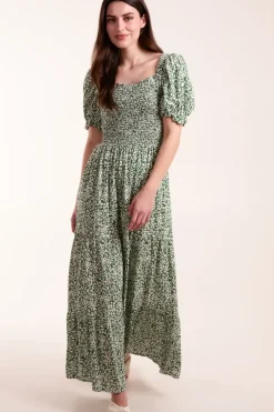 Milkmaid Square Neck Short Puff Sleeve Dress