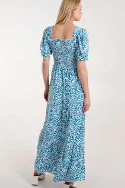 Milkmaid Square Neck Short Puff Sleeve Maxi Dress