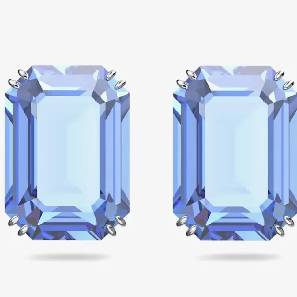 Millenia Blue Octagon Crystal Stud Earrings 5614935