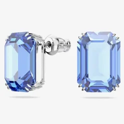 Millenia Blue Octagon Crystal Stud Earrings 5614935