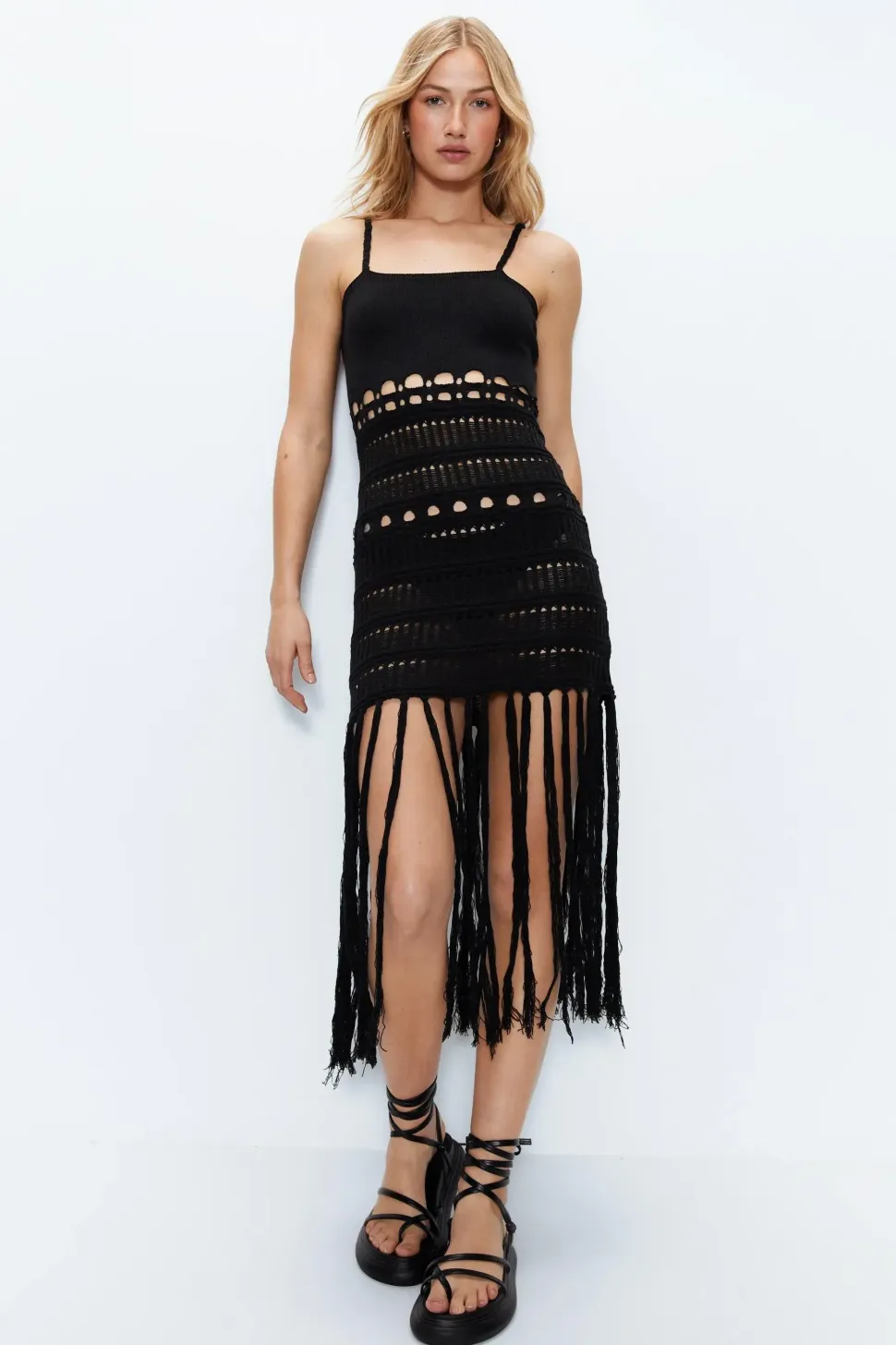 Mini Dress With Fringing