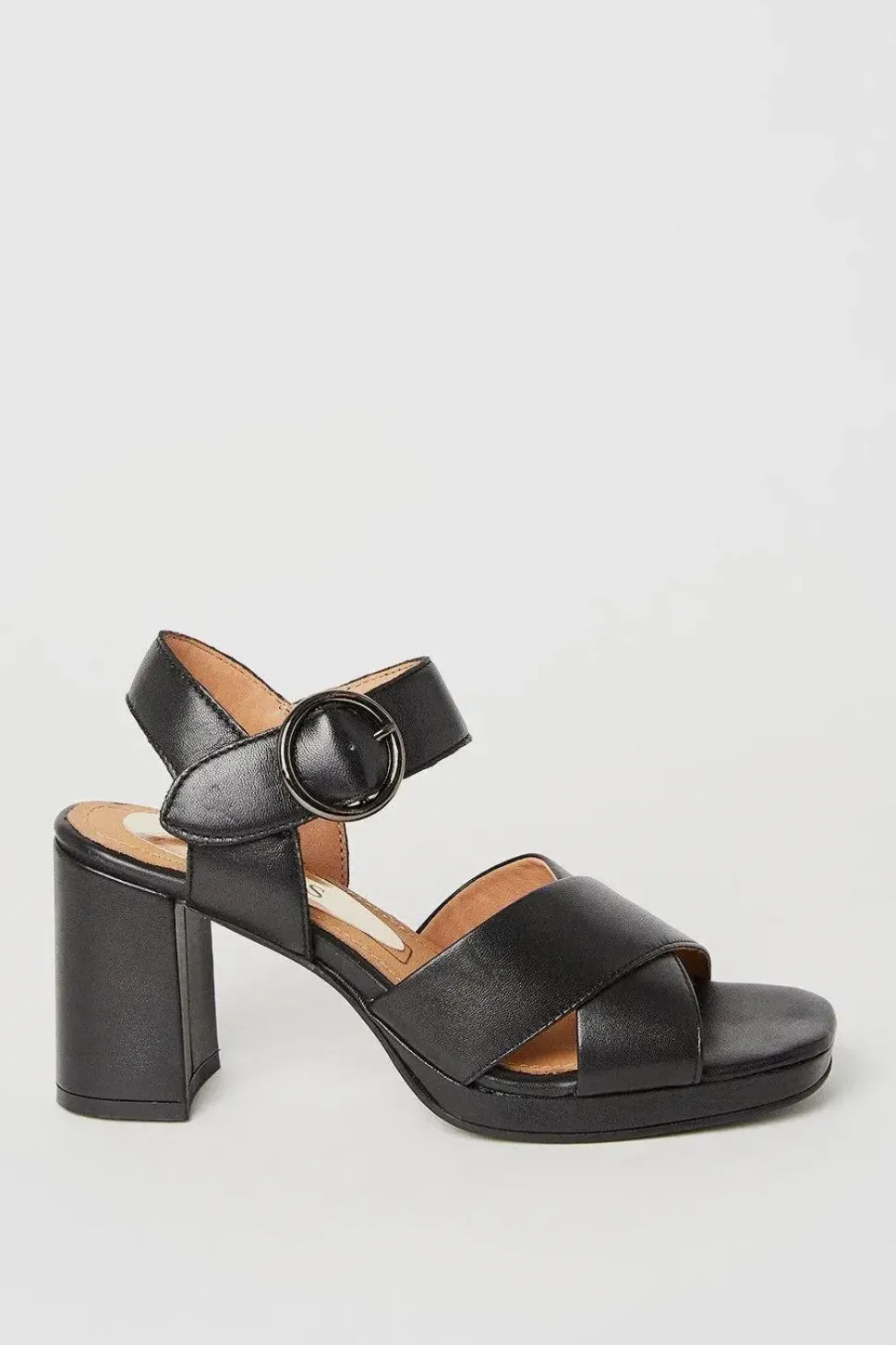 Mitte Leather Cross Strap Platform Heel Sandals